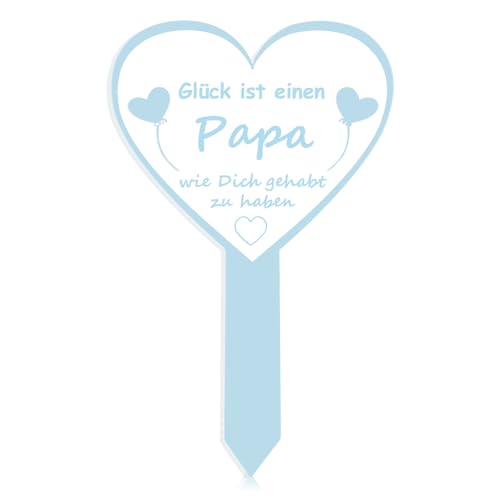 Herz Grabschmuck aus Acryl mit Spruch Glück ist eine Papa wie Dich gehabt zu haben, Friedhof Deko Grabdeko Trauer Spruch Wetterfest, Ewige Erinnerung für Friedhöfe und Gedenkstätten von Necdeol