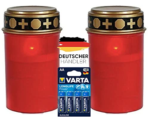 Necesitas LED-Grablicht Ewiges Licht Grabkerze 2er Set mit Varta Alkaline Flackereffekt wie bei einer echten Kerze Rot Necesitas LED-Grablicht Ewiges Licht Grabkerze 2er Set mit Varta Alkaline Flackereffekt wie bei einer echten Kerze Rot von Necesitas