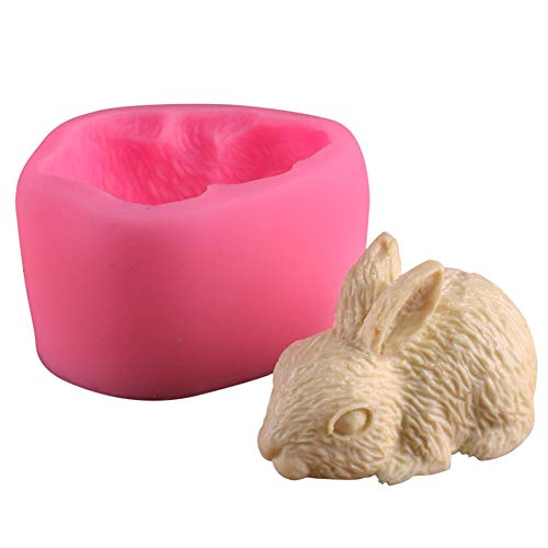 Neckip Silikon Osterhase-Form, 3D-Osterhase-Form-Kuchen-Deko-Fondant aus Silikon, Rosa, Hase, 0.295 cups, Backform von Neckip