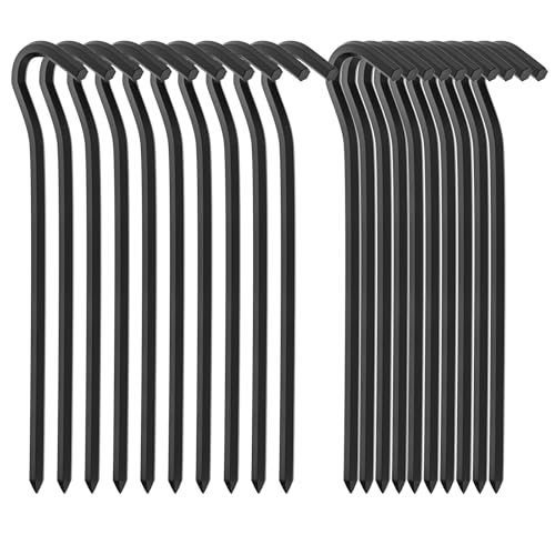 Necneecu Zeltheringe, 18 cm/7" Aluminiumlegierung Zeltheringe Aluminium Heringe Erdnägel für Harte Böden, ideal für Garten, Camping, Abenteuer, Picknick Zelt(20, schwarz) von Necneecu