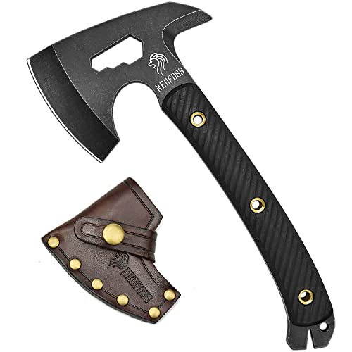 Nedfoss Bison Axt Survival als Gartengeräte, Survival-Axt, Kleines Beil & Axt mit Scheide, Camping Axt, Universalaxt, Mini Axt mit G10 Griff, Full Tang, Outdoor Axt, Schwarz von NedFoss