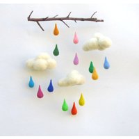Filz-Mobile Wolke Mobile Regentropfen-Mobile Baby-Mobile Regenwolke Regentropfen Regenwolken von NedaArt