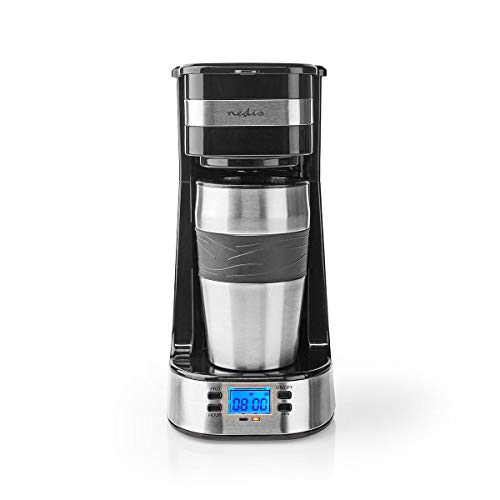 NEDIS Kaffeemaschine - Filter Kaffee - 0.4 l - 1 Tassen - Timer einschalten - Schwarz / Silber von NEDIS