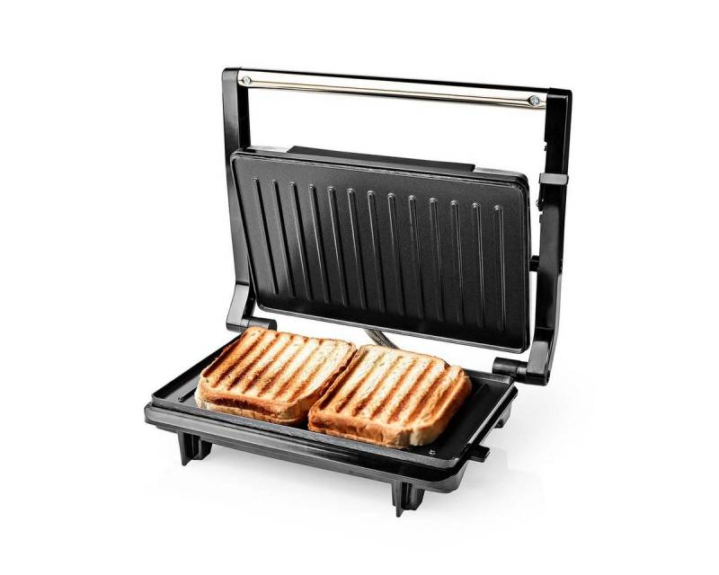 Nedis Kontaktgrill Kontaktgrill Grill Tischgrill Panini 750W Anti-Haft-Beschichtung von Nedis