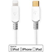 Nedis - Lightning Kabel usb 2.0 Apple Lightning, 8-polig usb-c™ Stecker 480 Mbps Vergoldet 1,00 m Rund pvc Weiß Box von Nedis