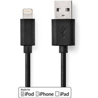 Nedis - Lightning Kabel usb 2.0 Apple Lightning 8-Pin usb-a Stecker 480 Mbps Vernickelt 1.00 m Rund pvc Schwarz Label von Nedis