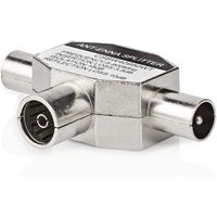 Nedis - Satelliten- & Antennenadapter 2x Koax Stecker iec (Koax) Buchse Vernickelt 75 Ohm T-Verteiler Metall Weiß 1 St. Box von Nedis