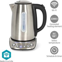 Nedis - Smartlife wasserkocher wi fi 17 l edelstahl 708090100 c temperaturanzeige um 360 grad drehbar verdecktes heizelement strix controller android von Nedis