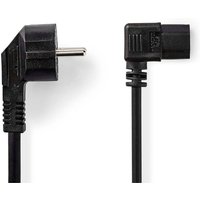 Stromkabel schutzkontaktstecker iec 320 c13 abgewinkelt abgewinkelt vernickelt 100 m rund pvc schwarz label 8 von Nedis