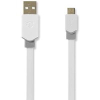 Nedis - USB-Kabel usb 2.0 USB-A-Stecker USB-Micro-B-Stecker 480 Mbps Vergoldet 1,00 m Flach pvc Weiß Kunststoffbeutel von Nedis