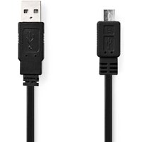 Nedis - USB-Kabel usb 2.0 USB-A-Stecker USB-Micro-B-Stecker 480 Mbps Vernickelt 1,00 m Flach pvc Schwarz Umschlag von Nedis