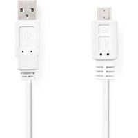 Nedis - USB-Kabel usb 2.0 USB-A-Stecker USB-Micro-B-Stecker 480 Mbps Vernickelt 1,00 m Flach pvc Weiß Kunststoffbeutel von Nedis