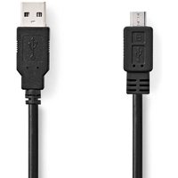 Nedis - USB-Kabel usb 2.0 usb-a Stecker usb Micro-B Stecker 480 Mbps Vernickelt 2,00 m Rund pvc Schwarz Box von Nedis