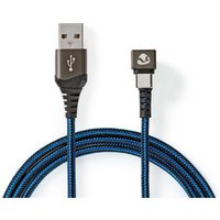 Nedis - Usb kabel usb 20 usb a stecker usb c stecker 480 mbps vergoldet 200 m rund geflochten nylon blau schwarz box mit abgedecktem fenster von Nedis