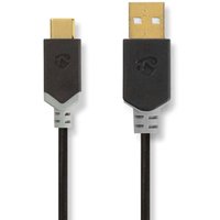 Nedis - USB-Kabel usb 2.0 usb-a Stecker usb-c™ Stecker 60 w 480 Mbps Vergoldet 1,00 m Rund pvc Anthrazit Box mit Fenster von Nedis