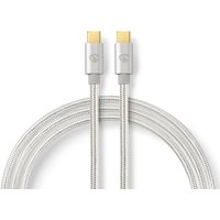 Nedis - USB-Kabel usb 2.0 usb-c™ Stecker usb-c™ Stecker 100 w 480 Mbps Vergoldet 1,00 m Rund Geflochten / Nylon Silber Box mit abgedecktem Fenster von Nedis