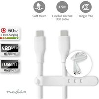 Nedis - USB-Kabel usb 2.0 usb-c™ Stecker usb-c™ Stecker 60 w 480 Mbps Vernickelt 1,50 m Rund Silikon Weiß Box von Nedis