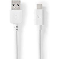 Nedis - USB-Kabel usb 3.2 Gen 2 usb-a Stecker usb-c™ Stecker 60 w 10 Gbps Vernickelt 1,00 m Rund pvc Weiß Box von Nedis