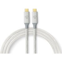 Usb kabel usb 32 gen 2x2 usb c male usb c male 100 w 4k60hz 20 gbps vergoldet 100 m rund geflochten nylon silber box mit abgedecktem fenster 38747710 von Nedis