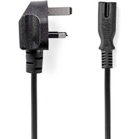 Uk stromkabel uk stecker iec 320 c7 200 m ja 2 x 075 mm kupfer rund vernickelt gb pvc netzstecker uk typ g 250 v ac 3 a schwarz 83961488 83961488 von Nedis