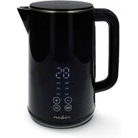 Nedis - Wasserkocher 17 l plastik schwarz 5060708090100 c temperaturanzeige um 360 grad drehbar verdecktes heizelement strix controller boil dry von Nedis