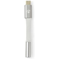 Nedis - Usb c adapter usb 20 usb c stecker 35 mm buchse 008 m rund vergoldet geflochten nylon silber wei box mit abgedecktem fenster von Nedis