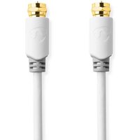 Satelliten - antennenkabel f stecker f stecker vergoldet 75 ohm einschaliger schutz 100 m rund pvc wei verpackt von Nedis