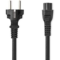 Stromkabel schutzkontaktstecker iec 320 c5 gerade gerade vernickelt 500 m rund pvc schwarz label von Nedis