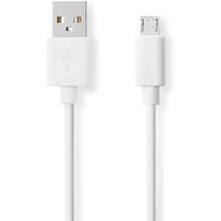 USB-Kabel USB 2.0 USB-A-Stecker USB-Micro-B-Stecker 480 Mbps Vernickelt 2,00 m Rund PVC Weiß Box von Nedis