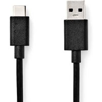 USB-Kabel USB 3.2 Gen 1 USB-A Stecker USB-C™ Stecker 60 W 5 Gbps Vernickelt 1,00 m Rund PVC Schwarz Box von Nedis