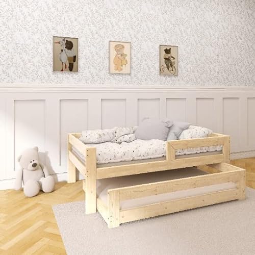 Need Sleep Ausziehbett Bett mit Gästebett 160x80/140x70 aus Fichtenholz Holz Naturfarbe von Need Sleep