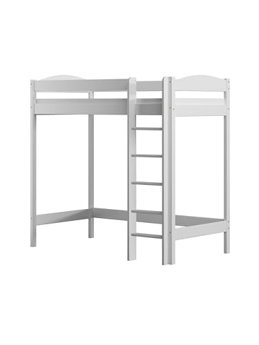 Need Sleep Loft Bed Etagenbett Hochbett Mit Treppe Kinderhochbett Hoch Bett Erwachsene Jugendliche Kinder (weiß, 180x90-180 cm Hoch) von Need Sleep