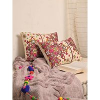2-Er Set Neue Ankömmlinge Moderne Gestickte Kissenbezug 14 "x 20" Mehrfarben Designer Dekorative Handgemachte Lumbale Baumwolle Boho von NeedlesPlayByMI