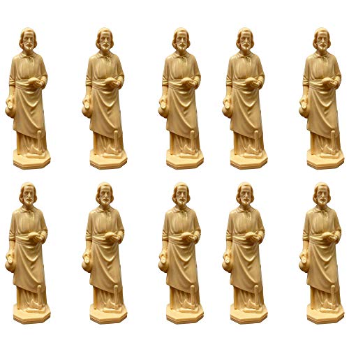 Mini-Statue, St. Joseph, katholisches Geschenk, Schutzpatron der Väter, Familie und Arbeiter, 8,9 cm, 10 Stück von Needzo