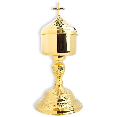Needzo Eleganter Messing-Ciboria, heiliges Gefäß für die heilige Kommunion, religiöser Kelch für katholische Kirchenzeremonien, 25,4 x 12,9 cm von Needzo