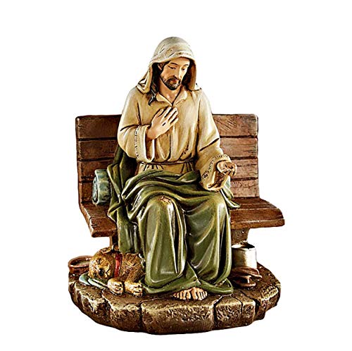 Needzo Homeless Jesus Skulptur mit Matthäus 25:40 Bibelvers, katholische Heimdekoration, 12,7 cm von Needzo