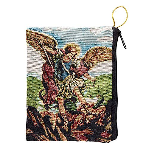 Needzo Saint Michael Gobelin-Rosenkranz-Tasche mit Reißverschluss, Geschenk für katholische Frauen, 10,2 x 15,2 cm, Blau / Gold, 6L" x 4W", Klassisch Needzo Saint Michael Gobelin-Rosenkranz-Tasche mit Reißverschluss, Geschenk für katholische Frauen, 10,2 x 15,2 cm, Blau / Gold, 6L" x 4W", Klassisch von Needzo