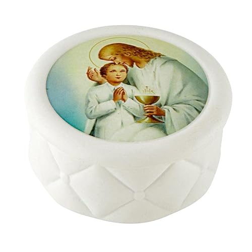 Rosenkranz-Etui für Jungen, Porzellan, religiöse Schmuckschatulle, katholisches Andenken, 7 cm von Needzo