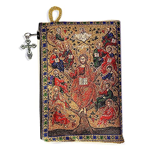 Rosenkranz-Gebetskette mit Gebetsperlen, Beutel für Jesus Christus, der Baum des Lebens, Ranke mit Aposteln, 2-seitig auf der Rückseite, Marienmotiv, 13,7 cm, religiöses Geschenk von Needzo