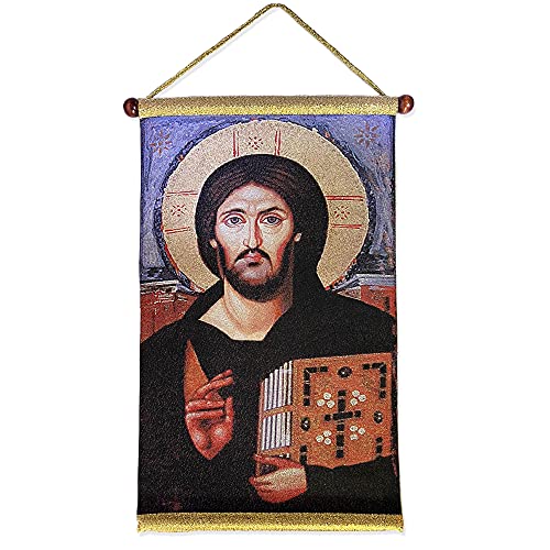 Wandteppich Ikone Jesus Christus der Lehrer Christus von Sinai Pantokrator Wandbehang Tapisserie 38,1 cm, religiöses Geschenk von Needzo