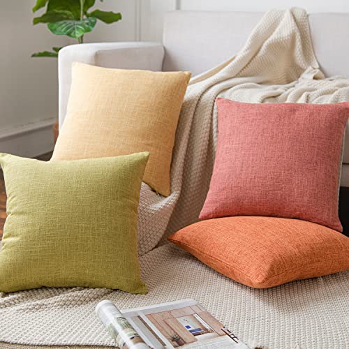 Neelvin Pack von 4, Leinen Solid Color Wurf Kissenbezüge Bauernhaus Kissenbezüge Kissenbezüge Kissenbezug für Sofa Couch von Neelvin