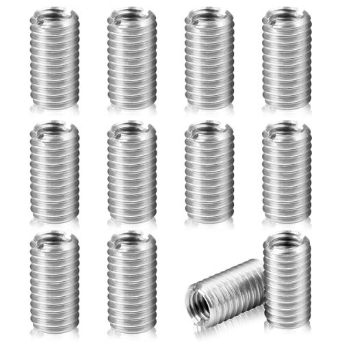 12 Stück Gewindeeinsatz M8 auf M6, 15 mm lang Edelstahl Gewindehülse mit Schlitz, Innen-Außengewinde Reduziermutter, Gewindehülse M8 für Reparatur, DIY-Mechanikbauteile & Möbel (Silber) von Neerow