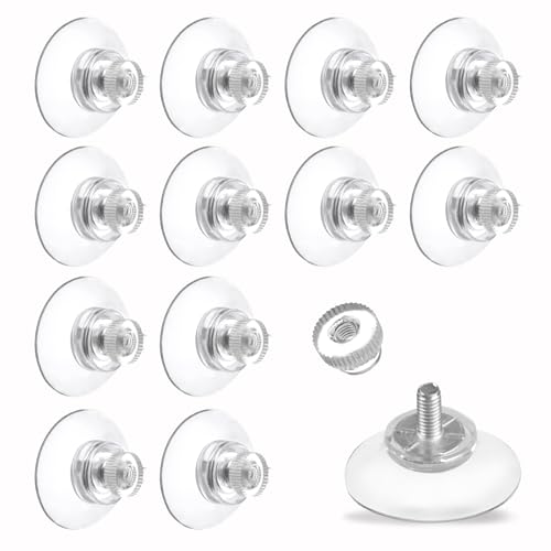 12 Stück Saugnapf mit Gewinde und Rändelmutter, Transparente Saugknöpfe Ohne Bohren, Extra Stark Saugnäpfe Ø32mm für Auto, Fenster, Dekoration, Aufhängung von Neerow