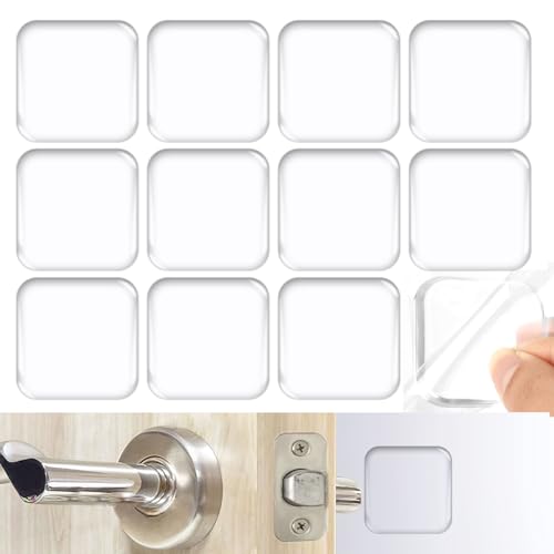 12 Stück Türstopper Wand Selbstklebend, Transparente Türpuffer Selbstklebend, 40mm Quadratische Wandschutz Türklinke für Türgriff, Wände, Möbel, Stoß dämpfender, Schutz vor Kratzern und Abnutzung von Neerow