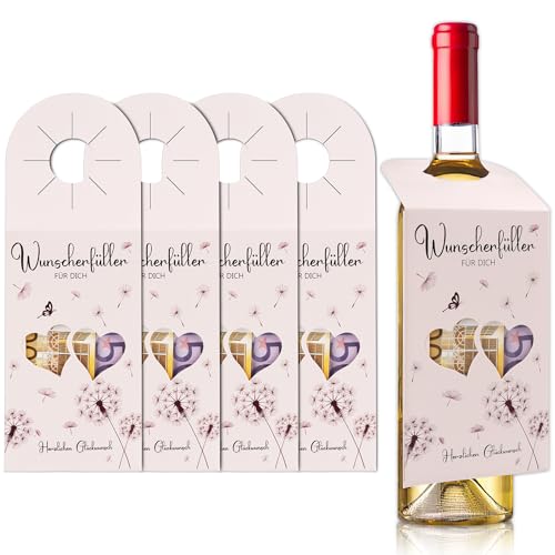 4 Stück Wunscherfüller Geldgeschenk Flaschenetiketten, Geschenk für Weinflaschen mit Sichtfenster, Geldgeschenk für Geburtstag Hochzeit Weihnachten Jubiläum Party 4 Stück Wunscherfüller Geldgeschenk Flaschenetiketten, Geschenk für Weinflaschen mit Sichtfenster, Geldgeschenk für Geburtstag Hochzeit Weihnachten Jubiläum Party von Neerow