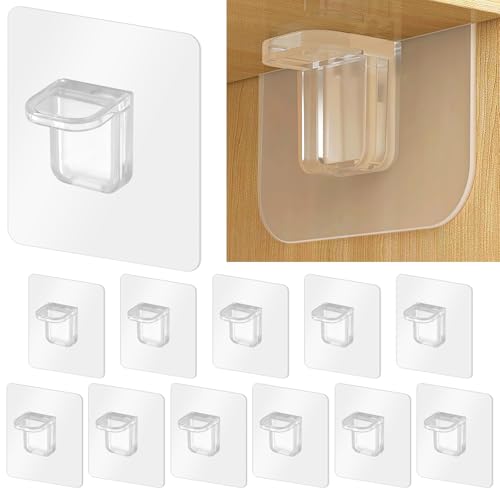 Klebewinkel Selbstklebend Set, 12 Stück Schrankboden Halter Selbstklebend, Regalbodenträger Ohne Bohren, Transparent Einlegeboden Halter 65 × 65 mm für Schrank Kleiderschrank, Fachbodenträger Klebewinkel Selbstklebend Set, 12 Stück Schrankboden Halter Selbstklebend, Regalbodenträger Ohne Bohren, Transparent Einlegeboden Halter 65 × 65 mm für Schrank Kleiderschrank, Fachbodenträger von Neerow