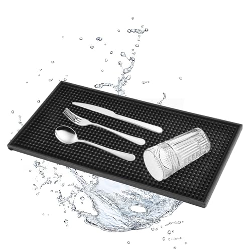 Neerow 1 Stück Barmatte, 30 x 15 cm Abtropfmatte Geschirr, Abtropfmatte Spüle Hitzebeständiges Rutschfestes, für Bar, Club, Küche, Restaurants, Café Schwarz von Neerow