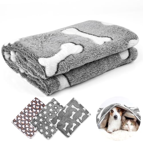 Neerow 3 Stück Hundedecke, 104 x 76 cm Katzendecke Sofa, Weich Fleece Haustier Decke Flauschig, Kuscheldecke Hunde Waschbar für Hunde, Katzen, Sofas, Autos, Betten, Transportbox von Neerow