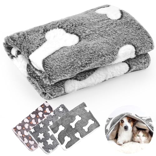 Neerow 3 Stück Hundedecke, 76 x 52 cm Katzendecke Sofa, Weich Fleece Haustier Decke Flauschig, Kuscheldecke Hunde Waschbar für Hunde, Katzen, Sofas, Autos, Betten, Transportbox von Neerow