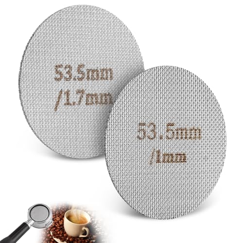 Puck Screen 53.5 mm, 2 Stück Espresso Sieb für Siebträger, 150µm Edelstahl, 1 mm/1.7 mm Dicke, Wiederverwendbar Rostfrei Espresso Sieb für Kaffee von Neerow